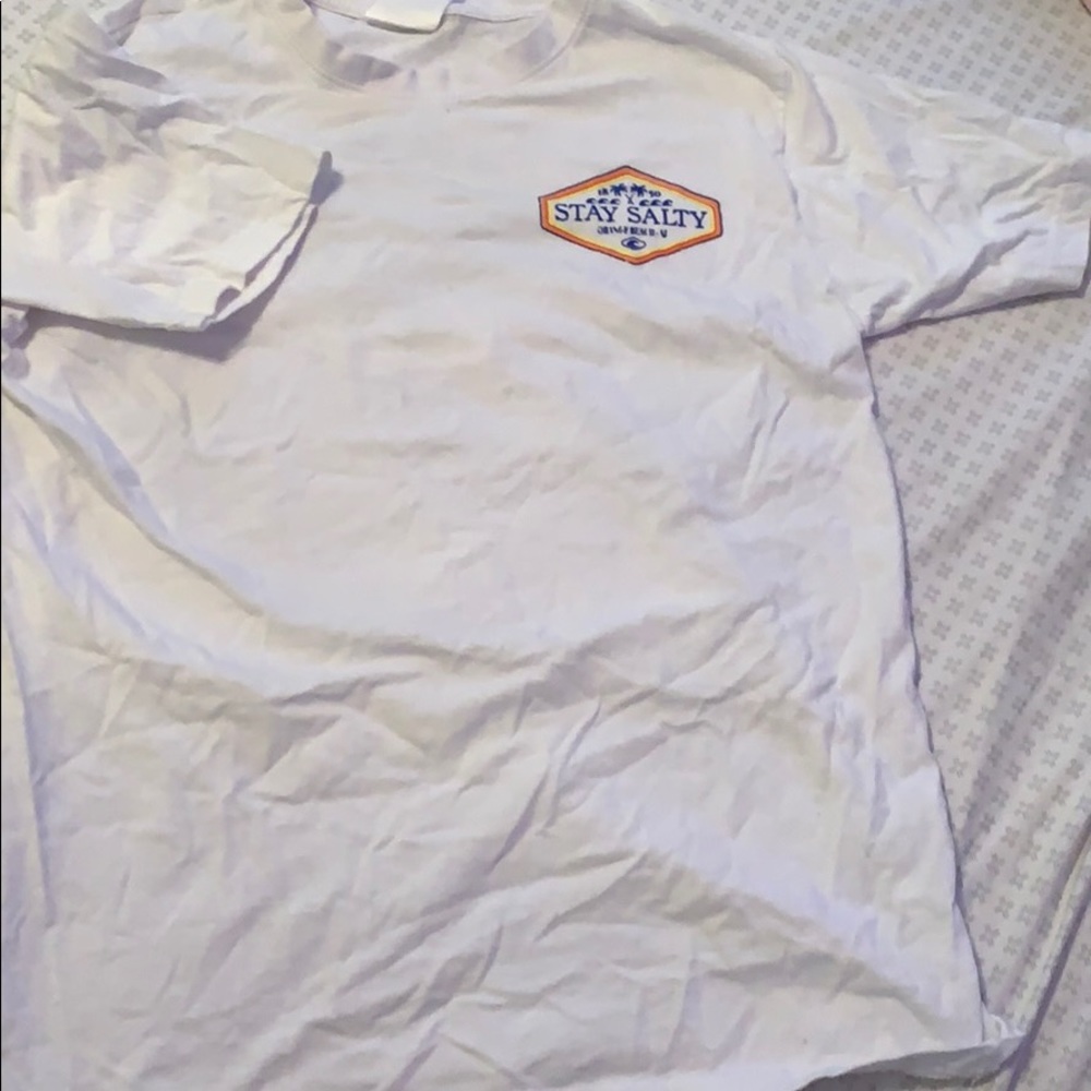 white “stay salty” orange beach AL short sleeve